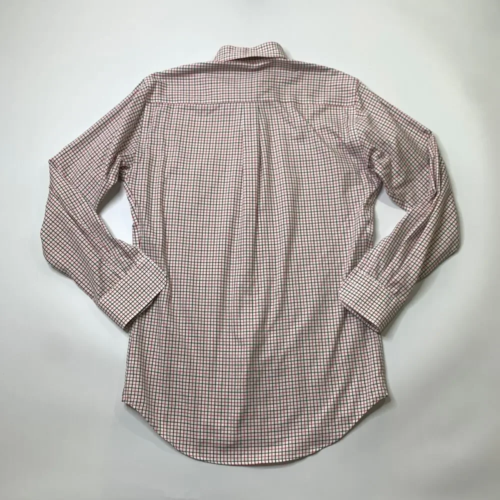 Peter Millar Dress Shirt Men Small Nanoluxe EasyCare Plaid Button Down Curve Hem